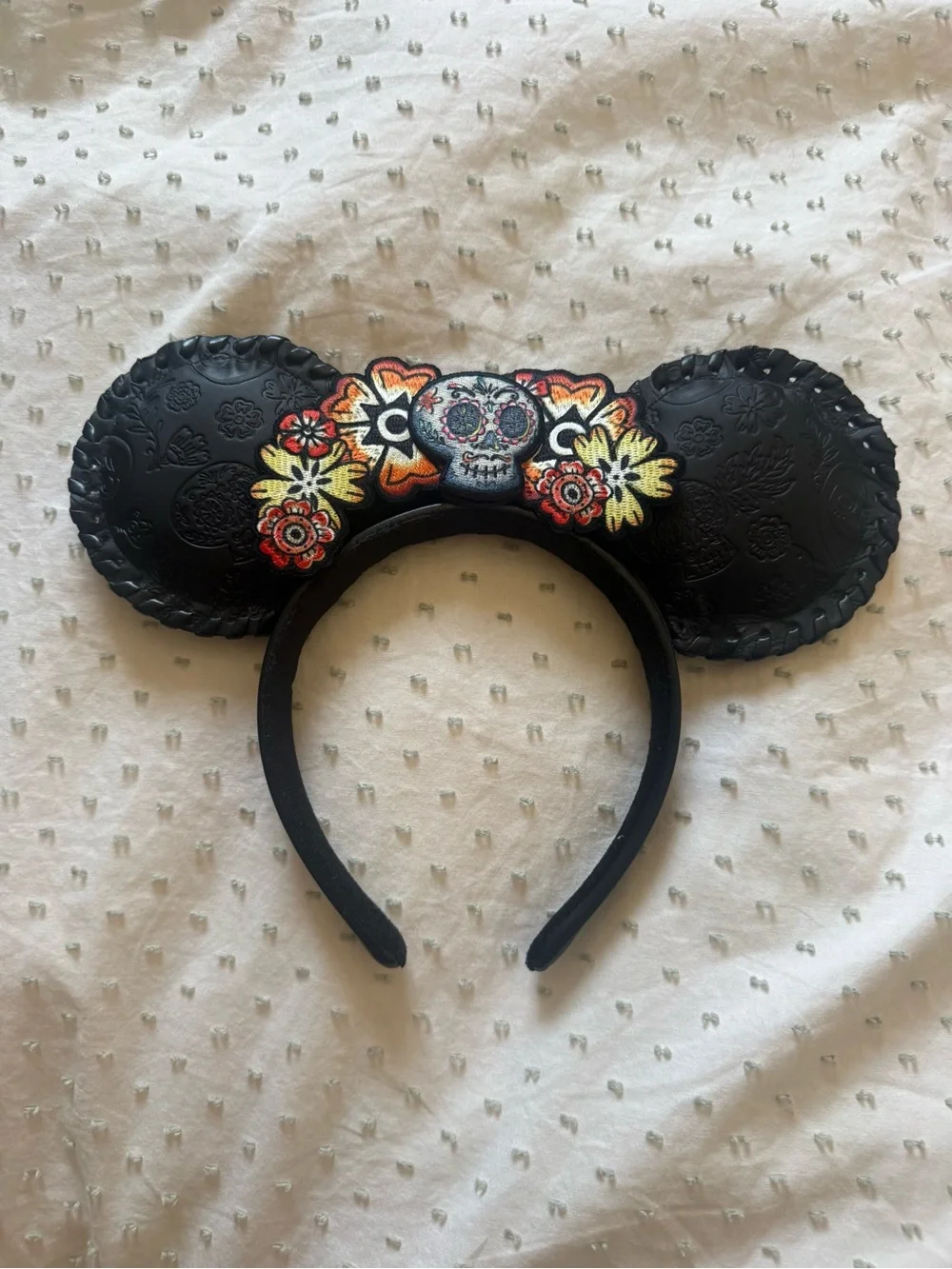 Disney Black Minnie Ears Headband Day of the Dead - Halloween